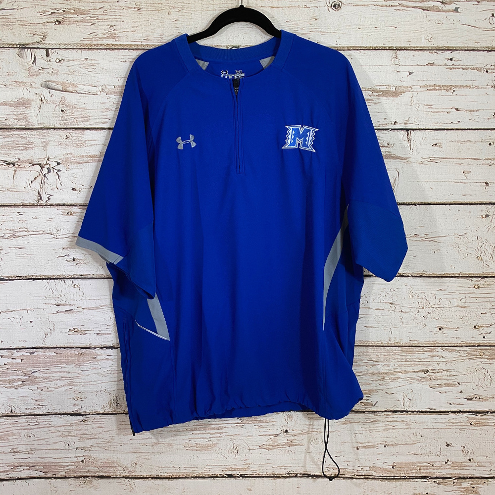 blue under armour zipper men's top